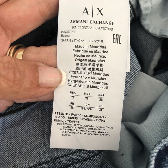 Armani Exchange A|X Straight Fit J16 Jeans 28 X 31 Distressed Blue Dark Wash EUC - Picture 10 of 11